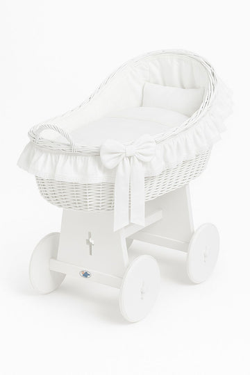 Wicker kinderwagenmand - wieg - duurzaam handgevlochten met premium matras en kap