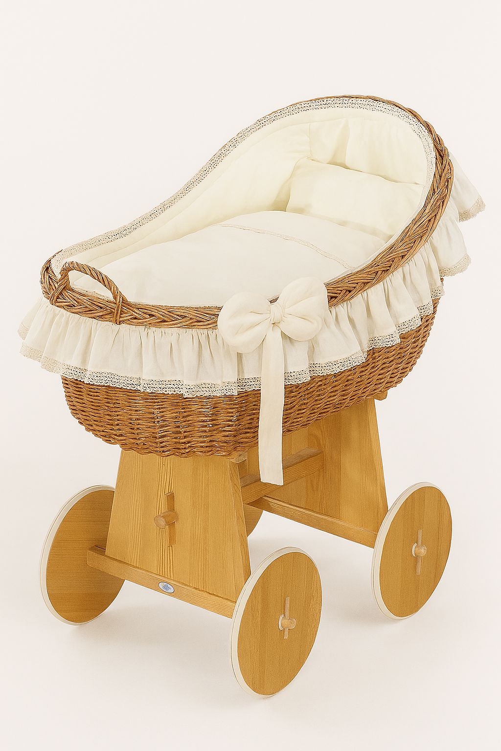 Wickerwieg Carina, handgeweven wieg, veilig en comfortabel met premium matras