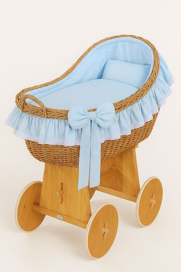 BellaFurn Baby wicker wieg met kap - handgevlochten mand - veilig, duurzaam en comfortabel