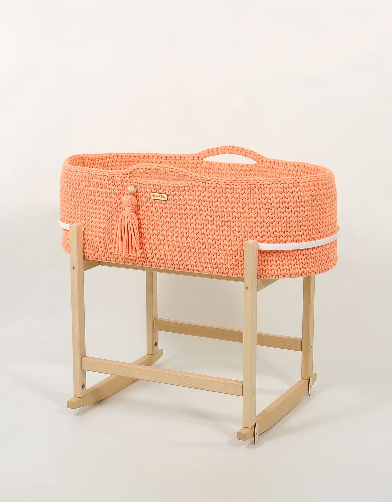 BOHO spjälsängskorg - spjälsäng - handgjord och antibakteriell madrass för säker sömn