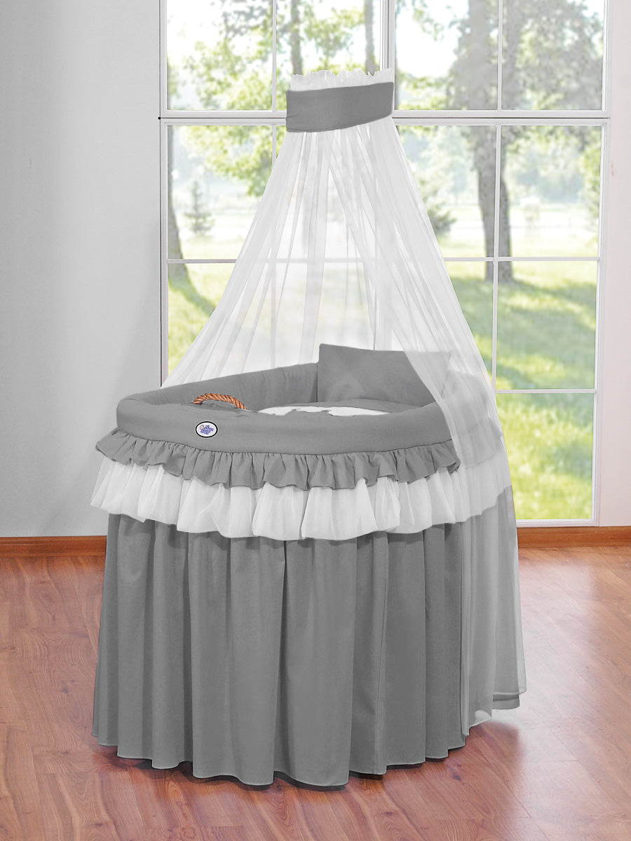 Wicker mandbedje – rieten wieg – met anti-allergisch matras, extra lang, incl. beddengoed