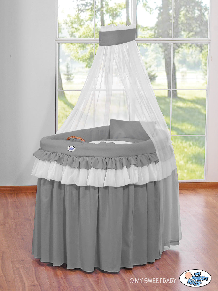 Wicker mandbedje – rieten wieg – met anti-allergisch matras, extra lang, incl. beddengoed