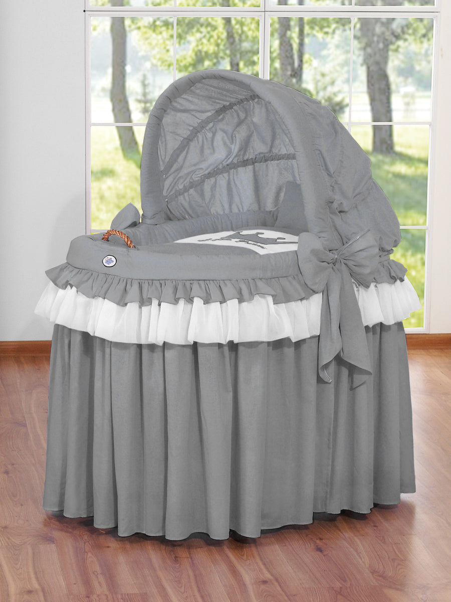 Vagga - korgvagga - handgjord rotting, ergonomisk, komplett med sängkläder och huva