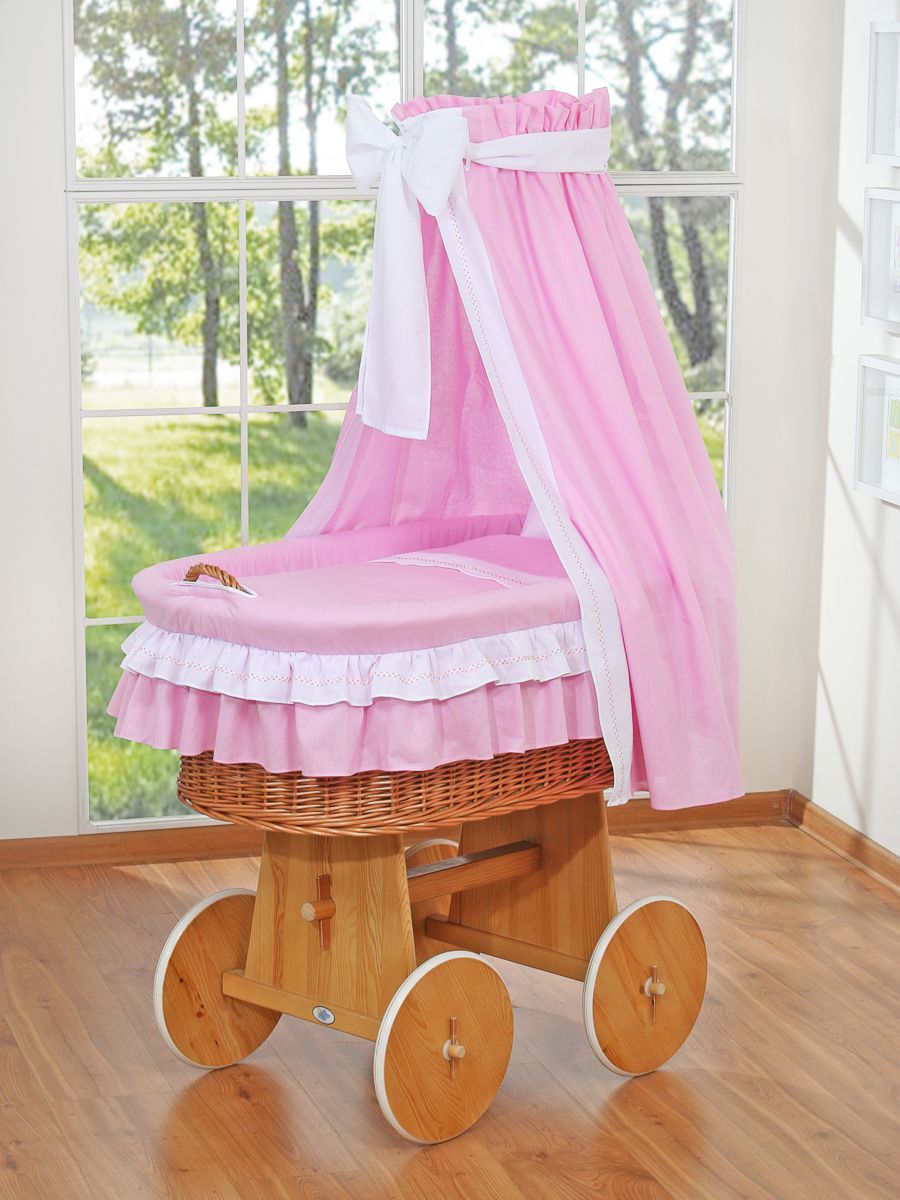 Wicker wieg, handgeweven babybed, natuurlijk & milieuvriendelijk met premium matras