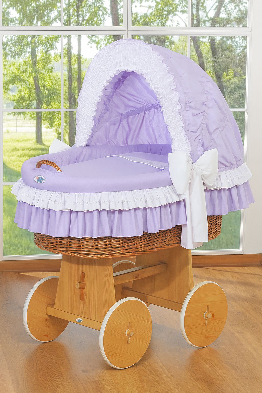 Spjälsäng i rotting - handvävd babykorg - naturlig och andningsbar, inkl. premiummadrass