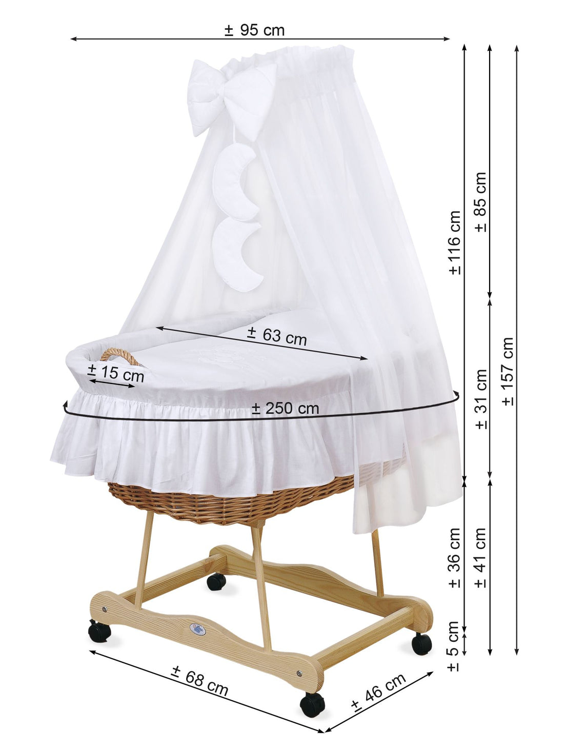 Wicker Mandje Slaapwagen - Natuurlijke Wieg - Comfortabel en inclusief beddengoedset