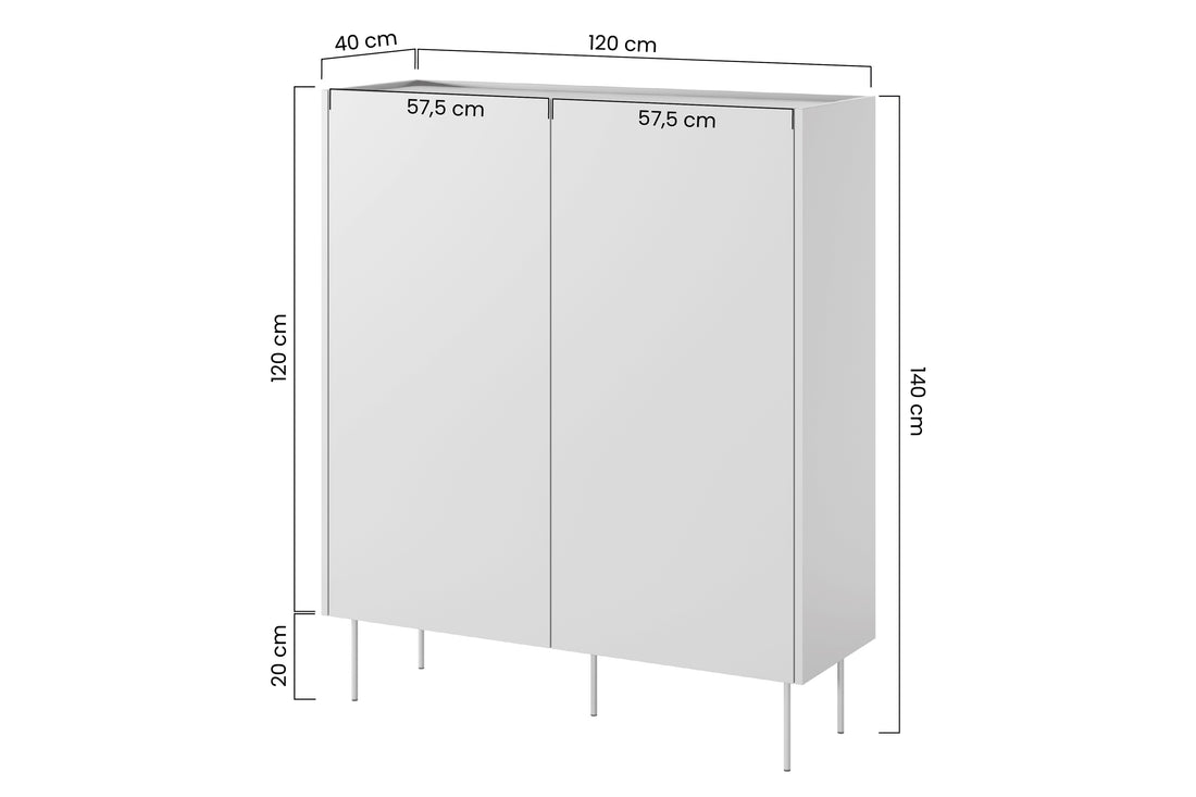 Desin hoge ladekast met verborgen lades en metalen poten | Kleur: Olijf/Nagano Eik