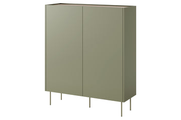 Desin hoge ladekast met verborgen lades en metalen poten | Kleur: Olijf/Nagano Eik