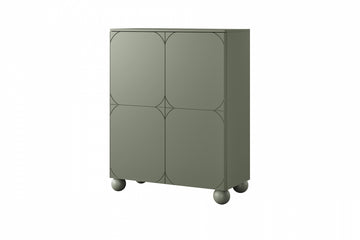 Sonatia II Hoge Ladekast 120 cm met Verborgen Laden – Stijlvolle Opberger | Kleur: Olijfgroen