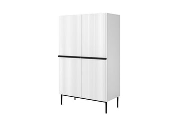 Nicole Hoge Ladekast met 2 lades en 3 planken | Mat wit | 100x160x45 cm