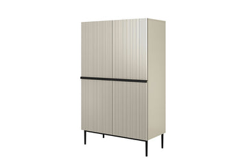 Nicole Hoge Ladekast met 2 lades en 2 kasten - Kasjmier | Zwarte poten | 100x160x45 cm