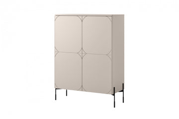 Sonatia Hoge Ladekast met 2 Lades – Modern Minimalistisch Design | Kasjmier | 124x140x45 cm