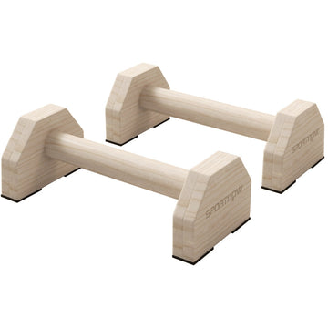 Push-up bars van beukenhout voor fitness | Kleur: Bruin | Afmetingen: 13x30x10 cm