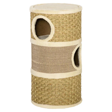 Kattenkrabton - 3 niveaus en slaapplaatsen | Kleur: Khaki+bruin | Afmetingen: 37.5x37.5x70 cm