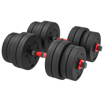 Verstelbare dumbbell- en halterset 30 kg | Kleur: Zwart, Rood