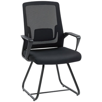 Bezoekersstoel met armleuningen en lendensteun | Kleur: Zwart | Afmetingen: 57x56x97 cm