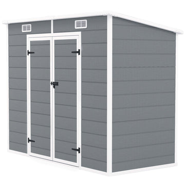 Tuinschuur voor tuingereedschap | Kleur: Grijs | Afmetingen: 125x238x165/183 cm