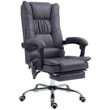 Massage bureaustoel met warmte en voetensteun | Kleur: Donkergrijs | Afmetingen: 64x70x110-118 cm