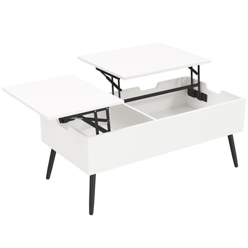 In hoogte verstelbare salontafel met opbergruimte | Kleur: Wit | Afmetingen: 100x50x43,6 cm