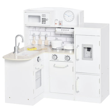 Speelkeuken voor kinderen | Kleur: Wit+Zilver | Afmetingen: 64x86x84.5 cm