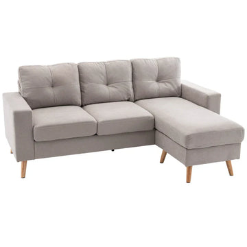 3-zits hoekbank met chaise longue | Kleur: Lichtgrijs | Afmetingen: 136x193x85 cm