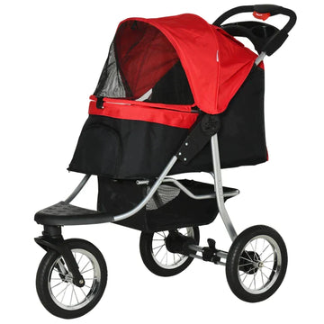 Hondenbuggy, opvouwbaar | Kleur: Rood+Zwart | Afmetingen: 54,5x109,5x106,5 cm