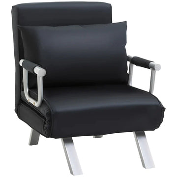 Slaapfauteuil - Verstelbare stoel en bed | Kleur: Zwart | Afmetingen: 69x65x80 cm