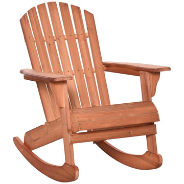 Adirondack schommelstoel - Houten tuinstoel voor buiten | Kleur: Naturel | Afmetingen: 77x94x97 cm