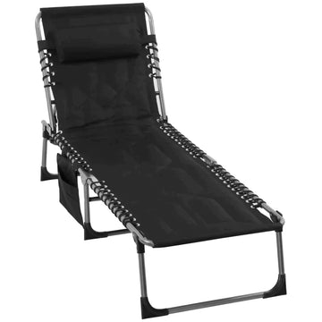 Opvouwbaar ligbed | Kleur: Zilver+Zwart | Afmetingen: 57x188x30 cm