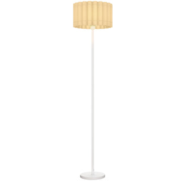 Retro vloerlamp met voetschakelaar en E27-fitting | Kleur: Wit, Bruin