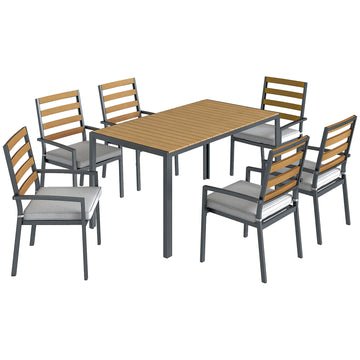 Tuinset voor 6 personen met tafel en 6 stoelen | Kleur: Naturhout | Afmetingen: 80x146x74 cm