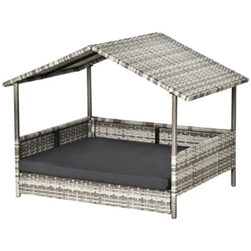 Hondenhok - Verhoogd hondenbed met dak | Kleur: Grijs | Afmetingen: 69x98x70 cm