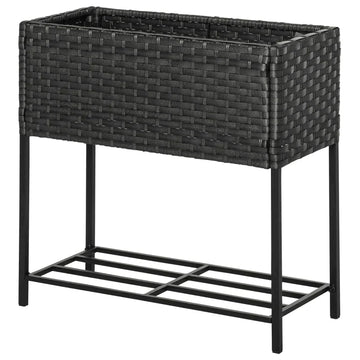 Verhoogde plantenbak met opbergruimte | Kleur: Zwart+Bruin | Afmetingen: 30x70x70 cm