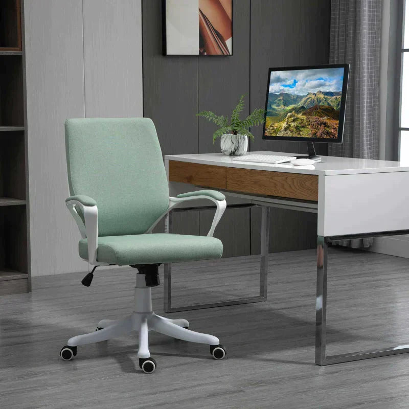 Ergonomischer Bürostuhl mit Lendenwirbelstütze | Farbe: Grün+Weiß | Maße: 62x69x92-100 cm