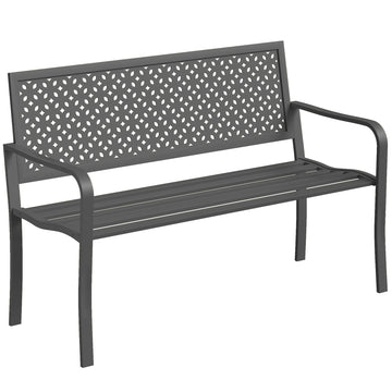 Metalen tuinbank 2-zits met rugleuning | Kleur: Donkergrijs | Afmetingen: 127x61x85 cm