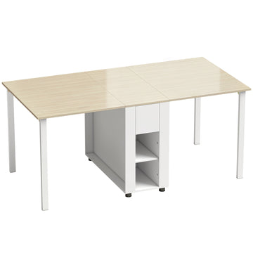 Klaptafel voor 6 personen | Kleur: Wit+Natuurhout | Afmetingen: 168,2x85x73 cm