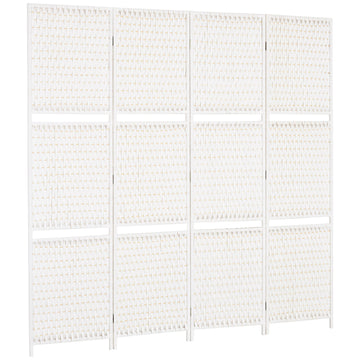4-delig kamerscherm met 2 planken - Opvouwbare roomdivider | Kleur: Wit