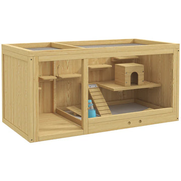 Hamsterkooi met platforms en accessoires | Kleur: Natuurlijk | Afmetingen: 50x100x50 cm