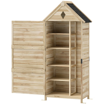 Houten tuinschuur met 4 legplanken, waterdicht dak | Kleur: Naturholz | Afmetingen: 80x49x170 cm