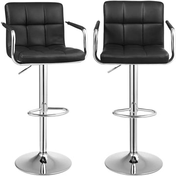 Barstoelenset van 2 - Barstoel - Zwart kunstleer