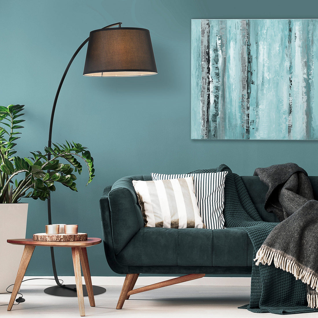 Booglamp vloerlamp - Zwarte vloerlamp | Kleur: Zwart | Afmetingen: 105x47x190 cm