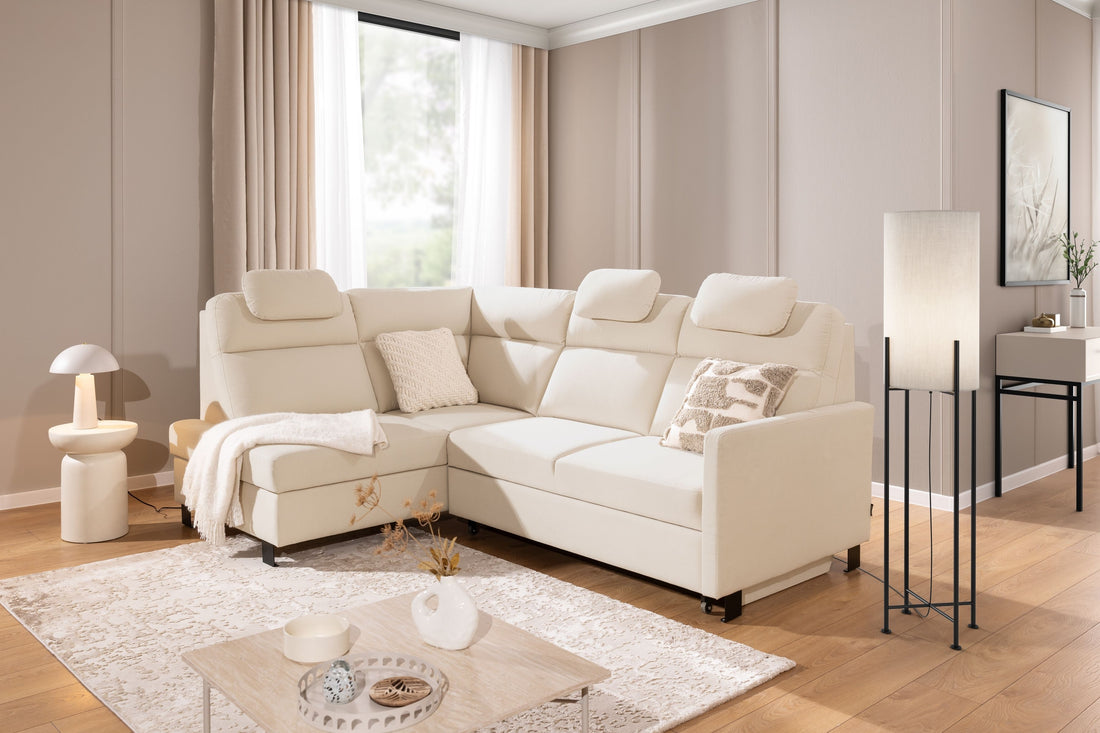 Loario L Hoekbank Links met Slaapfunctie & Opbergruimte | Diverse Kleuren | 241x100x180 cm