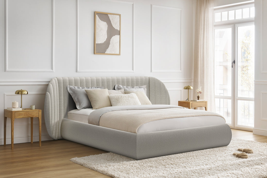 Galin slaapkamerbed met opbergruimte - Modern stevig frame | Beige Easy-Clean stof | 140x200 cm
