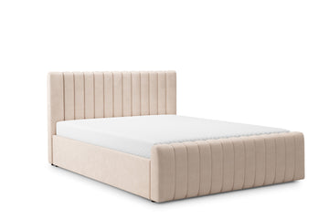 Nicole slaapkamerbed met opbergruimte - Hydrofoob fluweel beige | Maat: 160x200 cm