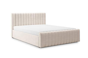 Nicole slaapkamerbed met opbergruimte - Hydrofiel fluweel | Kleur: Crème Salvador | Maat: 160x200 cm