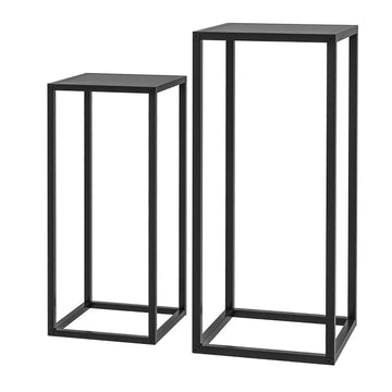 2 industriële plantenstandaards | Kleur: Zwart | Afmetingen: 25x25x58,5 / 31x31x65 cm