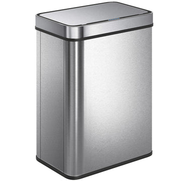 Sensorprullenbak 50 liter van RVS, automatisch deksel | Kleur: Zilver | Afmetingen: 27x39x54 cm