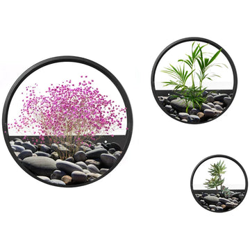 Wandplantenbakken set van 3 - Ronde plantenpotten | Kleur: Zwart