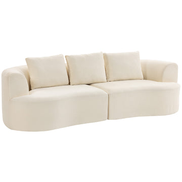 3-zitsbank Chenille met pocketvering en 3 kussens | Kleur: Cremewit | Afmetingen: 260x106x82 cm