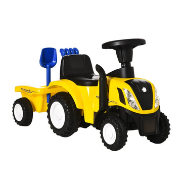 Kindertractor trapauto met aanhanger | Kleur: Geel | Afmetingen: 29x91x44 cm
